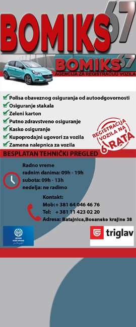 Auto registracija BOMIKS 67 Beograd reklame